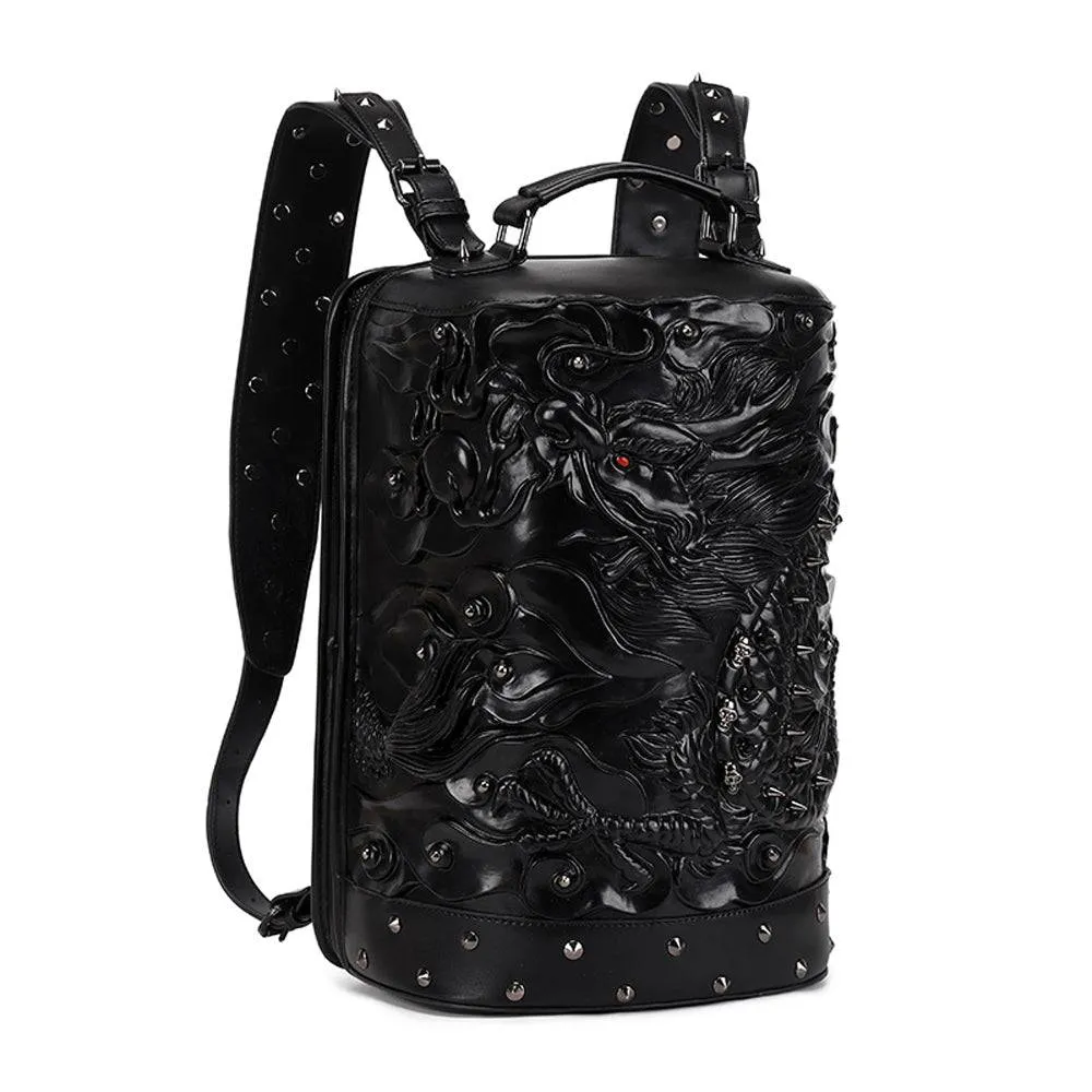 3D Backpack, Fashion 3D Double Hovering Dragon ,Cylinder Backack