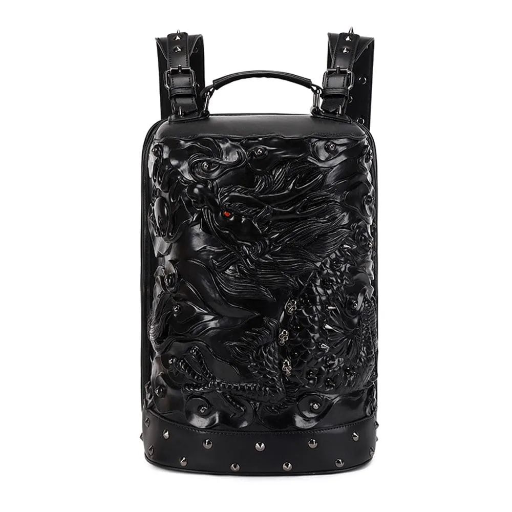 3D Backpack, Fashion 3D Double Hovering Dragon ,Cylinder Backack