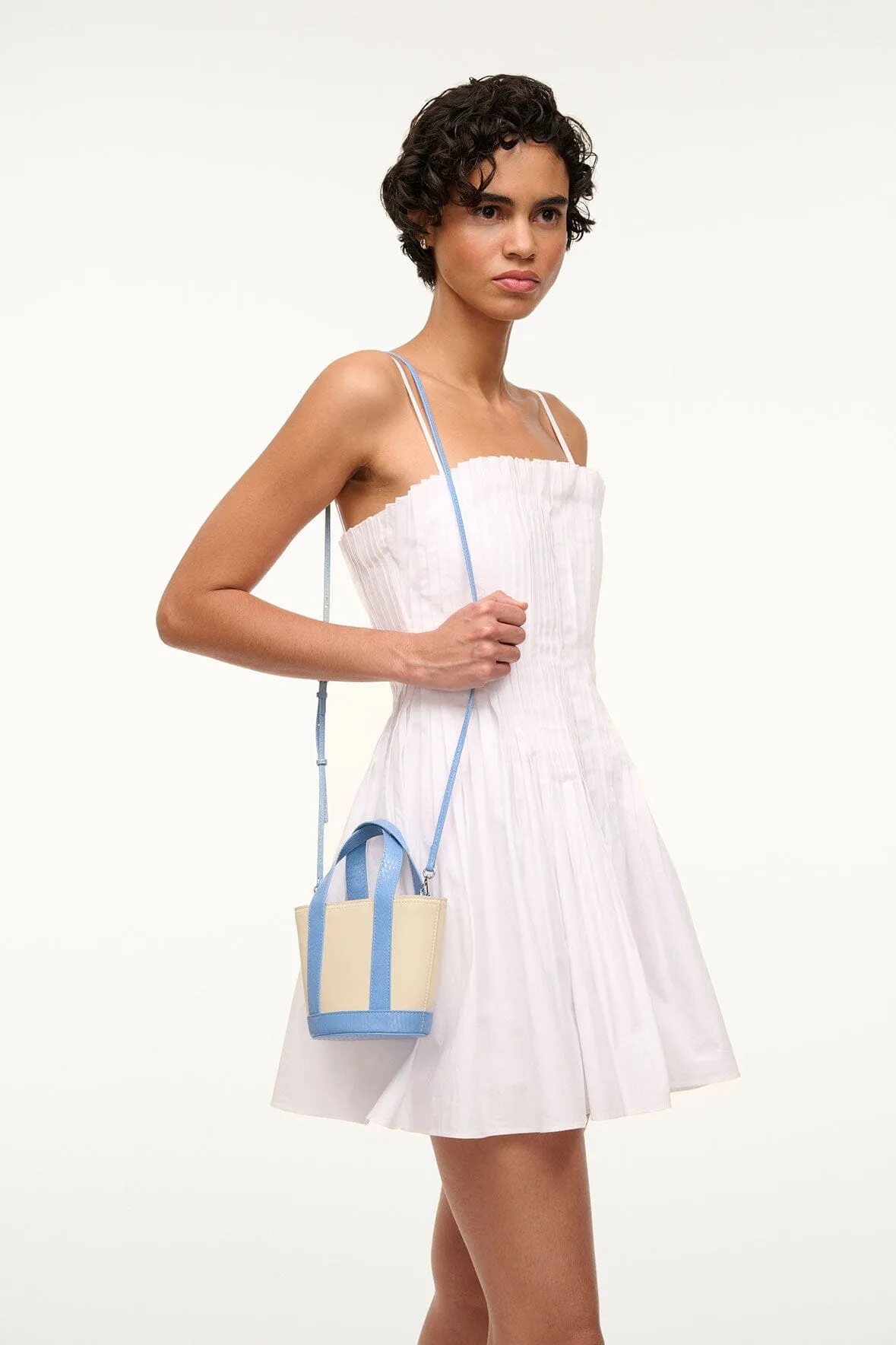 ALLORA MICRO TOTE | CREAM STAUD BLUE