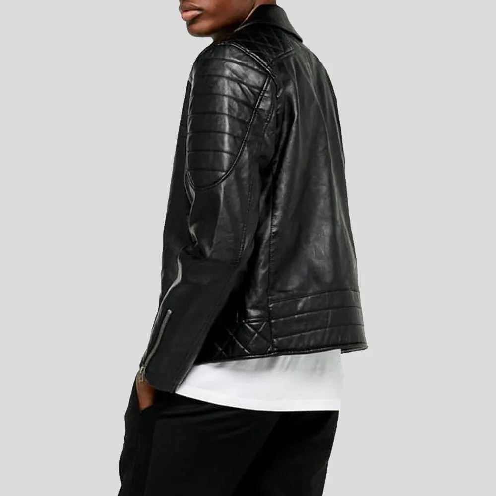 Alpha Black Biker Quilted Leather Jacket