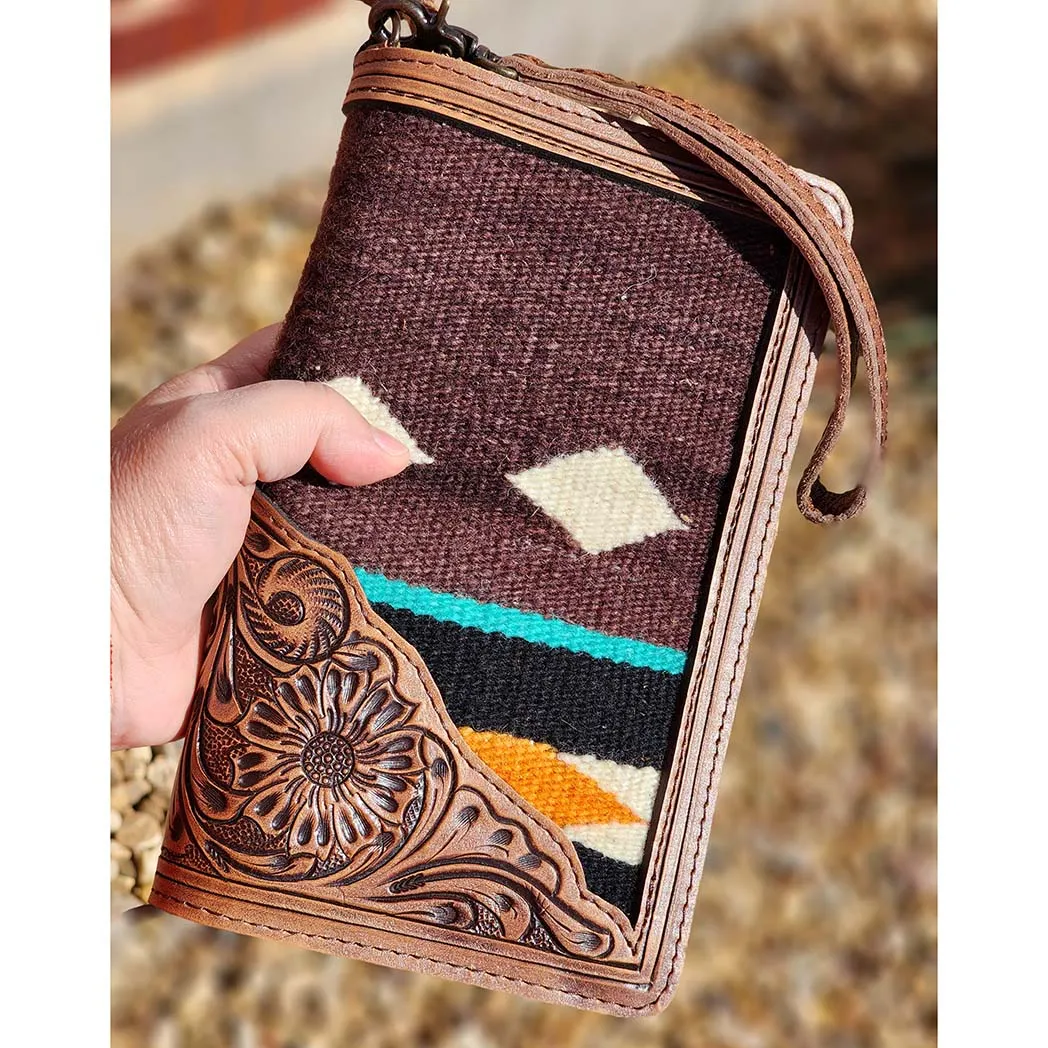 American Darling Brown Aztec & Tooled Leather Wallet