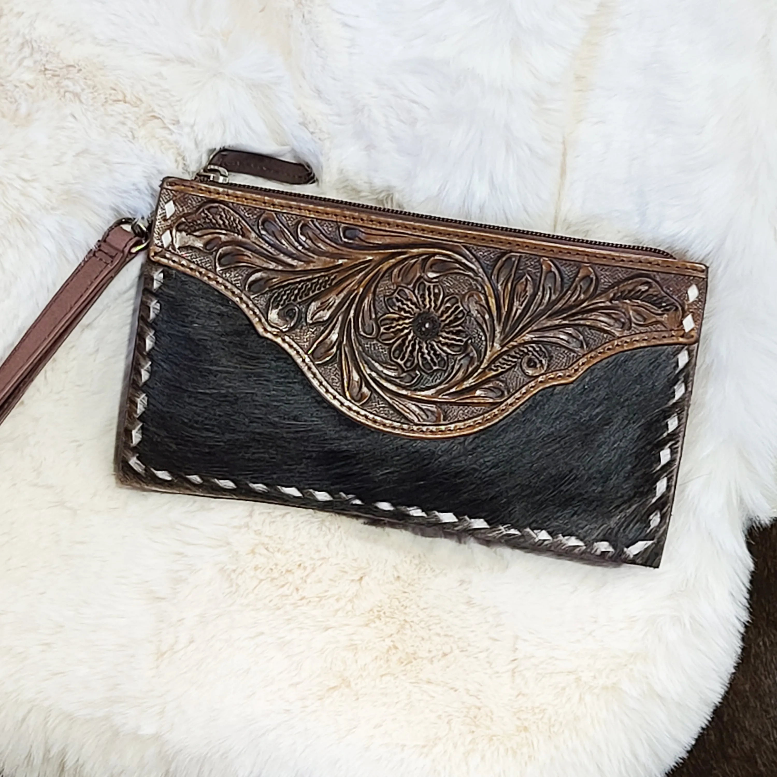 American Darling Chocolate Cowhide Clutch