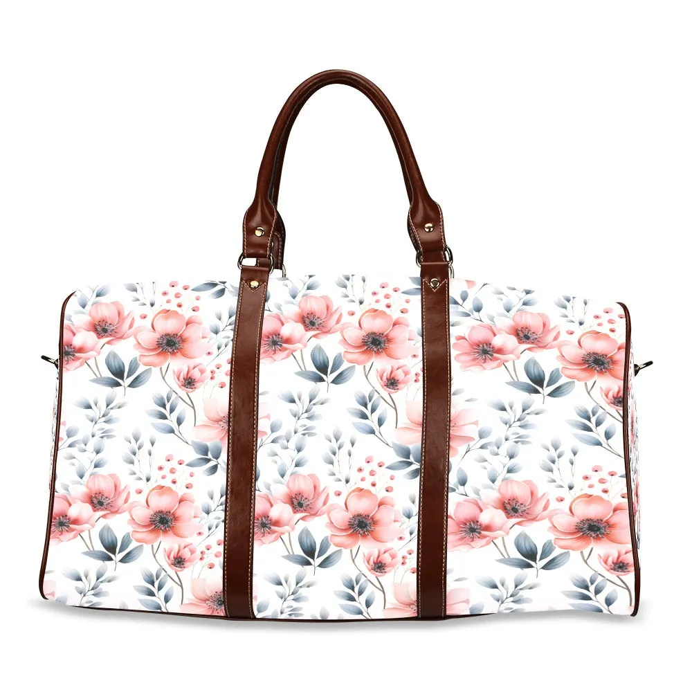 Apricot and Grey Floral Waterproof Travel Bag/Small (Model 1639)