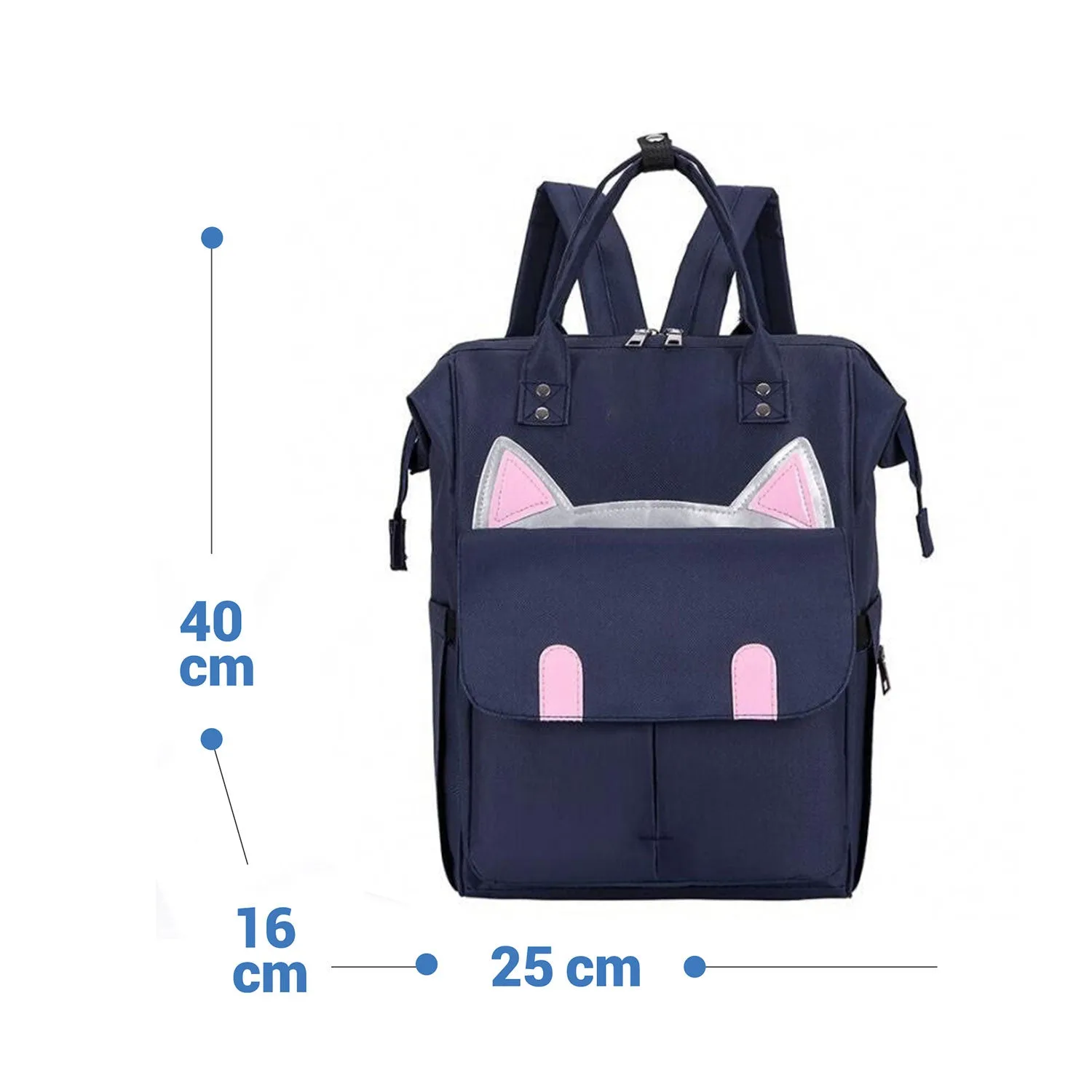 Babymoon Mother Diaper Bag Lightweight Multifunctional Travel Unisex Diaper Backpack | Blue Kitty