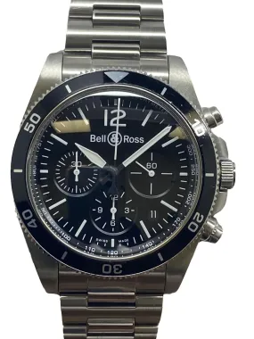 Bell & Ross BR V3-94 Black Steel Chronograph BRV3-94-S Black Dial Automatic Men's Watch