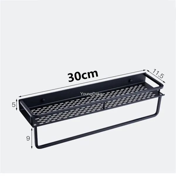 Black Bathroom Shelf Space Aluminum Shower Basket Corner Shelves Bathroom Shampoo Holder Kitchen Storage Rack Accessories