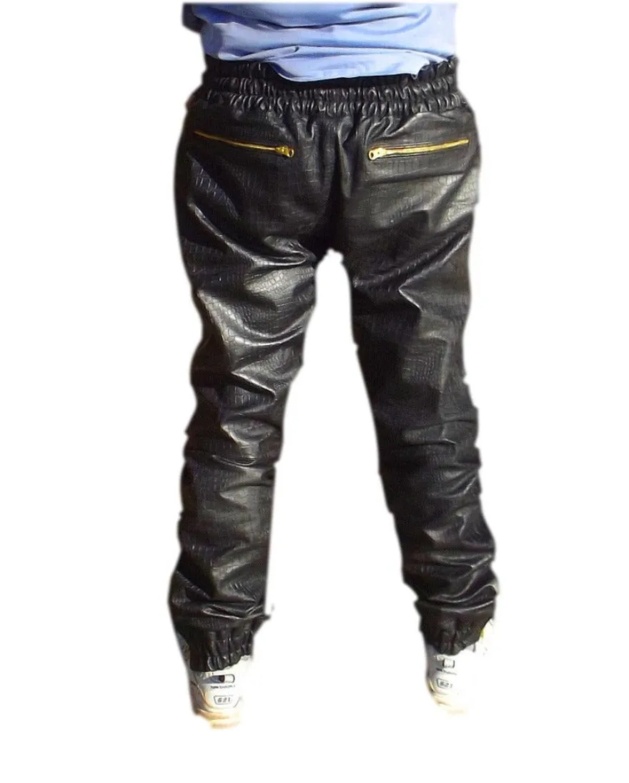 Black Snakeskin Pants Mens | Knee Zippers