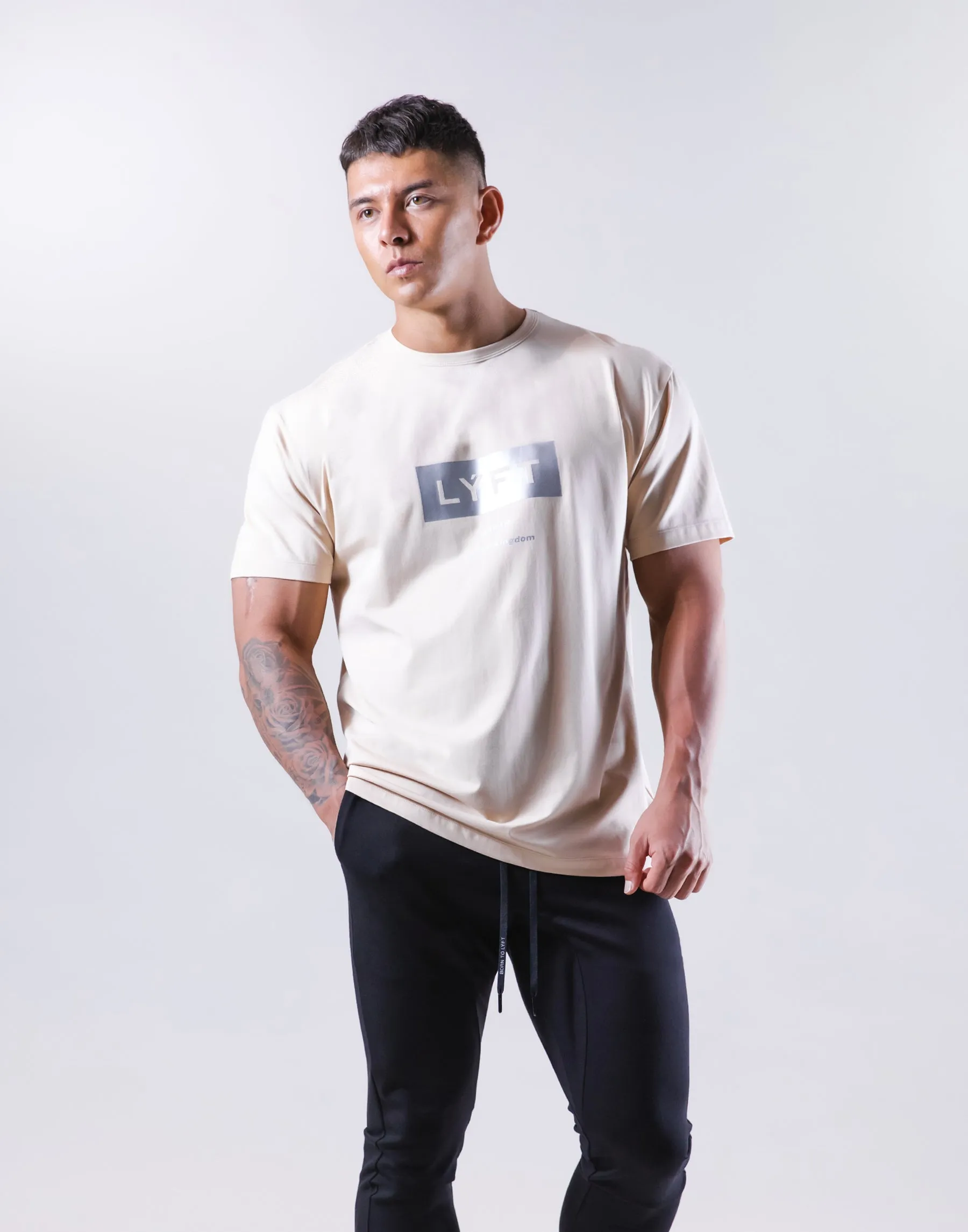 Box Logo Stretch T-Shirt - Beige