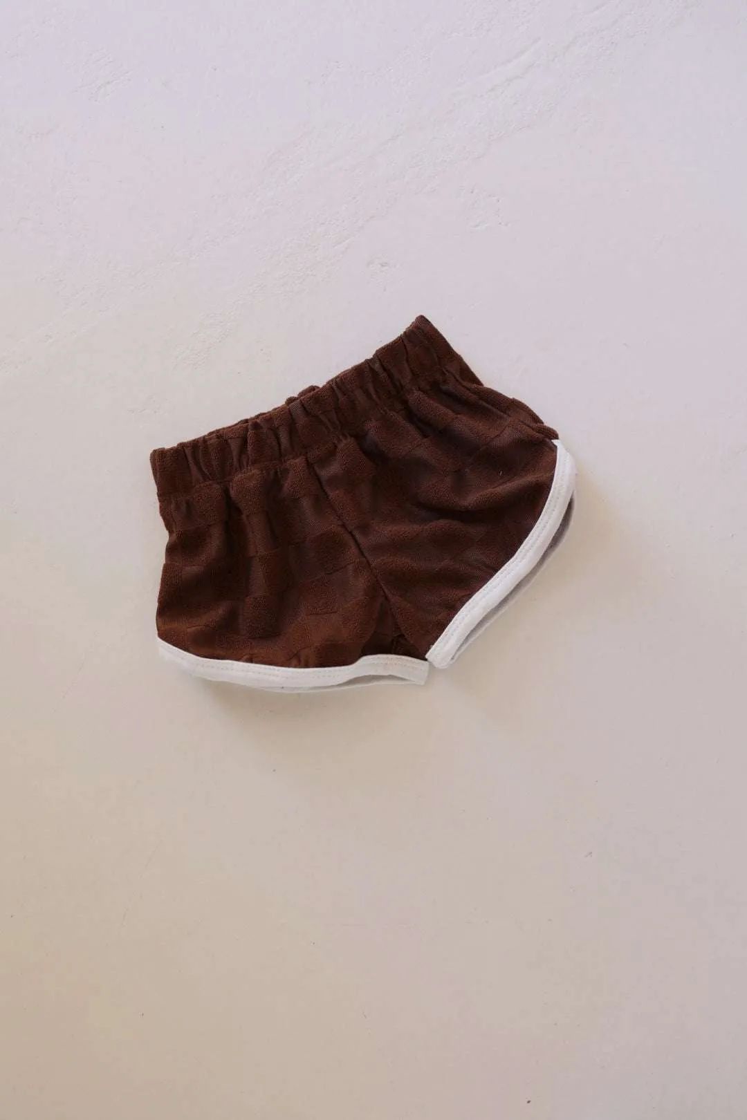 Brown Checker | Children's Terry Cloth Shorts