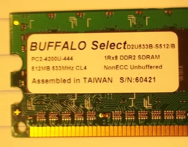 Buffalo D2U533B-S512 512MB PC2-4200 DDR2-533MHz non-ECC 240-Pin 1.8V DIMM -- Used