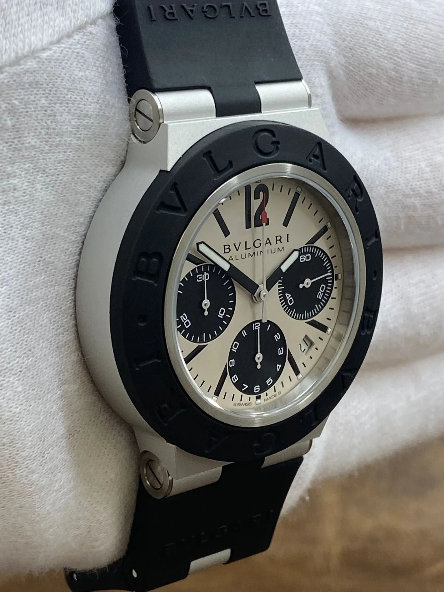 Bulgari Aluminum Chronograph BB41ATCH  Off white Dial Automatic Men's Watch