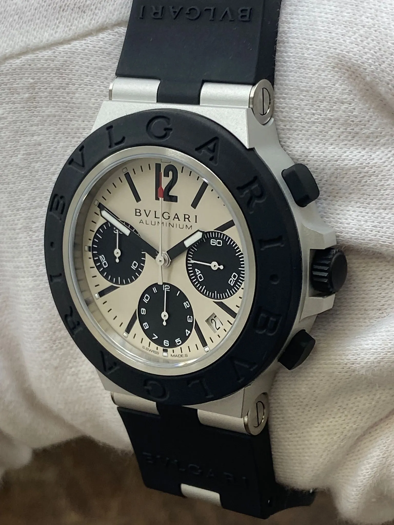 Bulgari Aluminum Chronograph BB41ATCH  Off white Dial Automatic Men's Watch