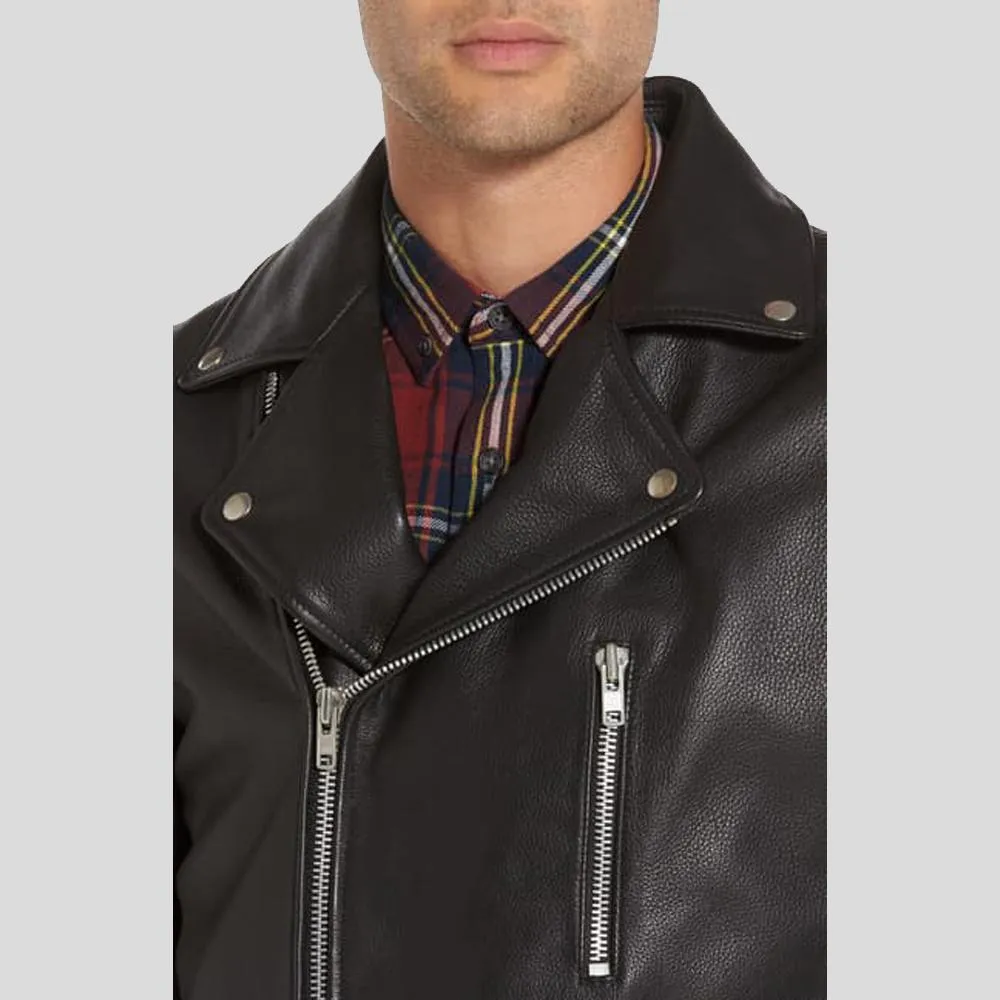 Caden Black Biker Leather Jacket