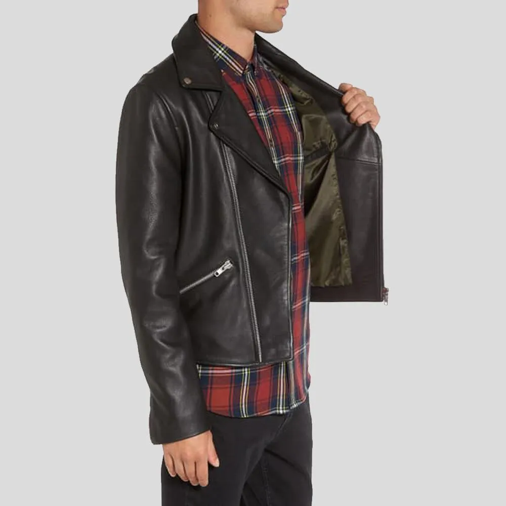 Caden Black Biker Leather Jacket