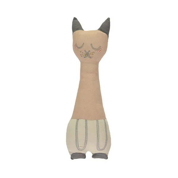 Camomile London Tall Cat Cushion – Peach Blossom/Stone