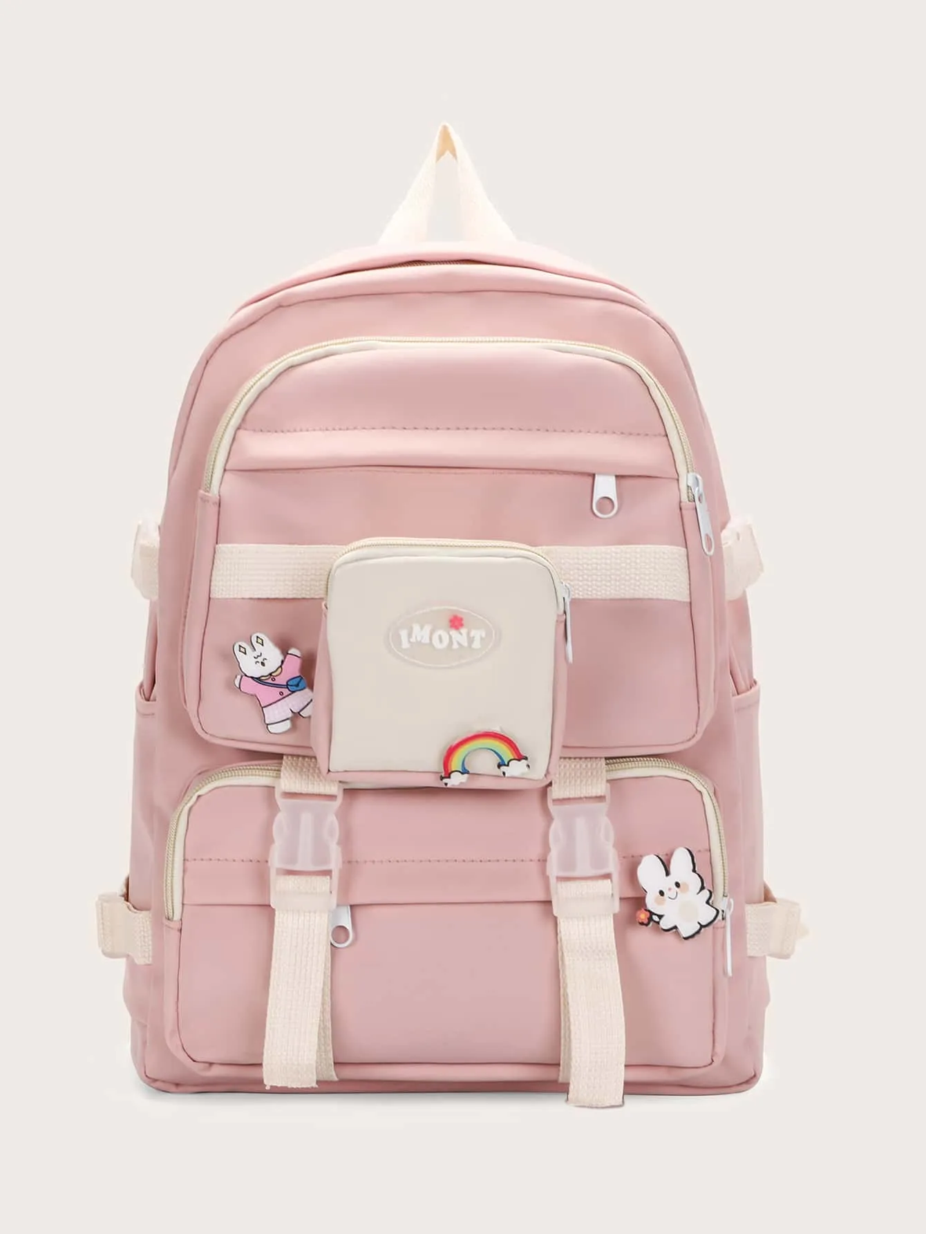 Cartoon Decor Pocket Front Backpack