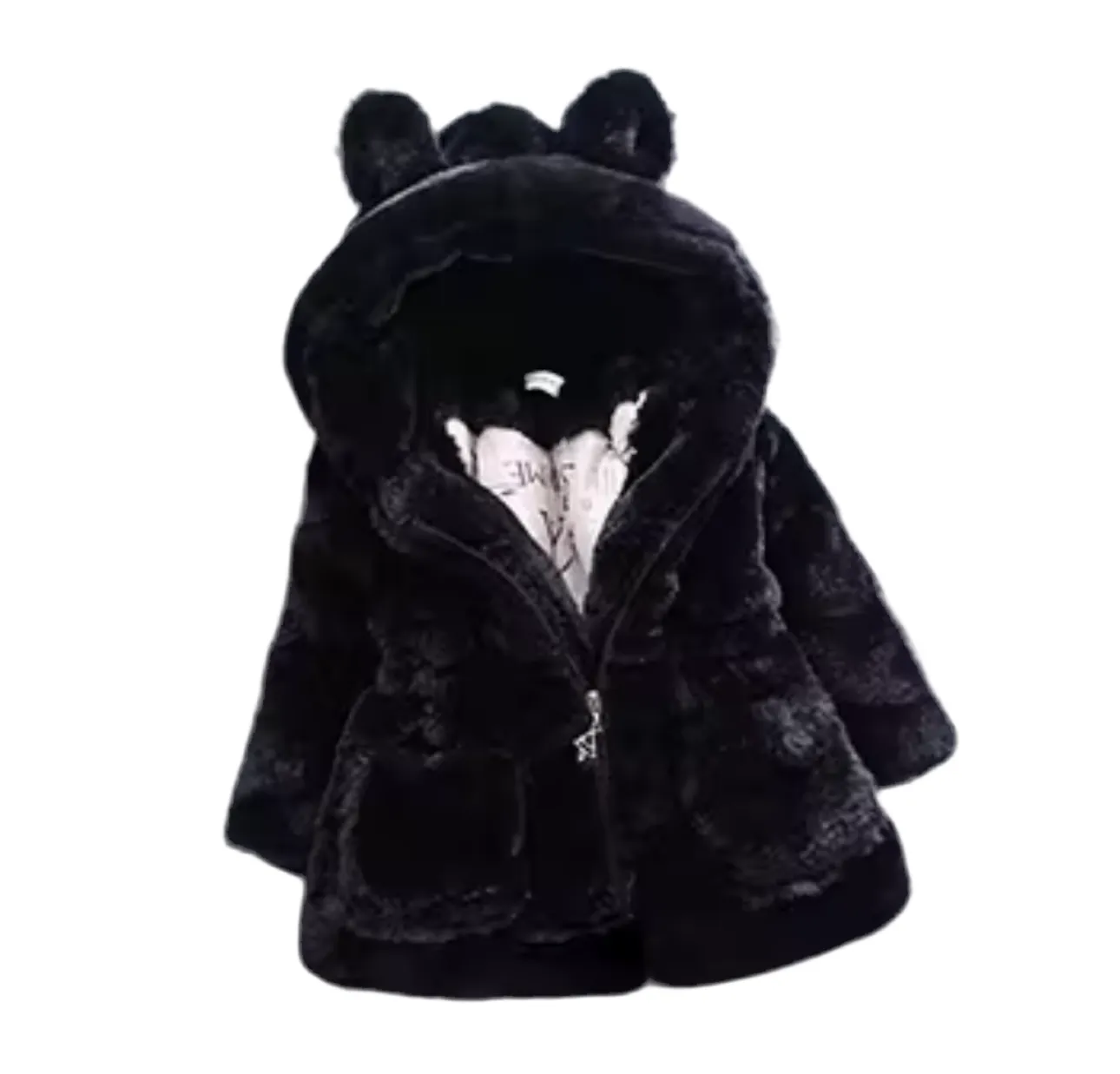 Children’s Hooded Fur Coat with Ears