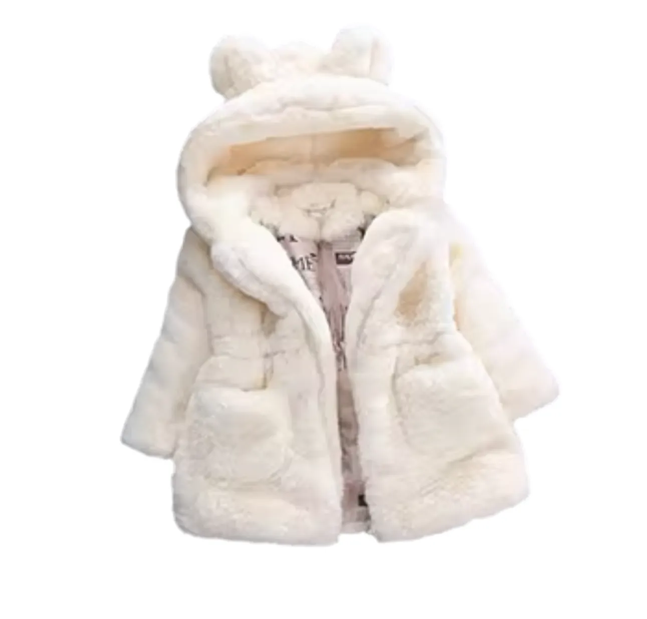 Children’s Hooded Fur Coat with Ears