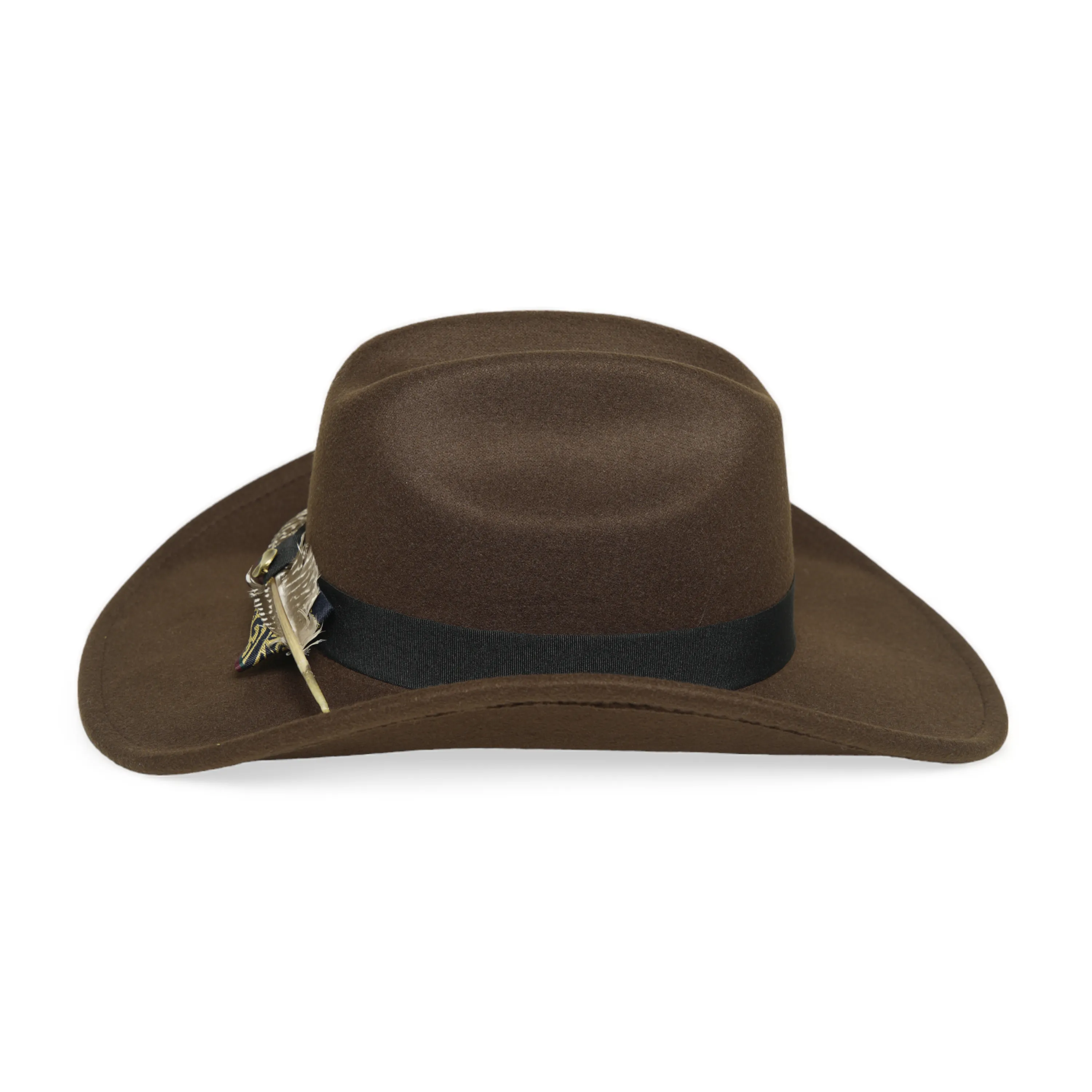 Chokore Cattleman Cowboy Hat with Feather Ribbon (Brown)