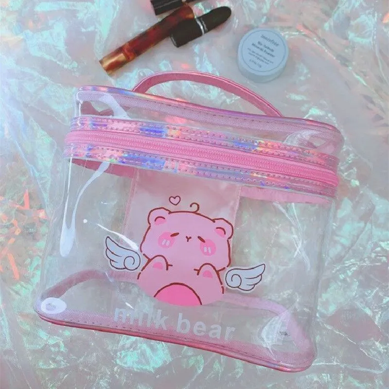 Cute bear transparent cosmetic bag PL51538