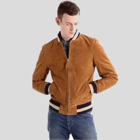 Deon Brown Suede Bomber Leather Jacket