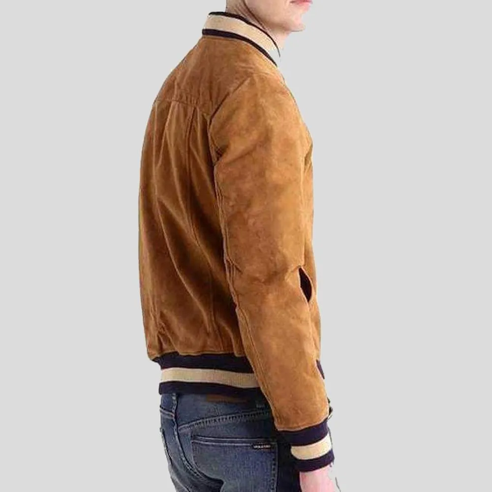 Deon Brown Suede Bomber Leather Jacket