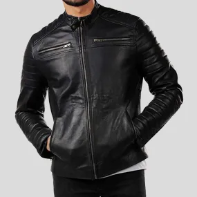 Elon Black Motorcycle Leather Jacket