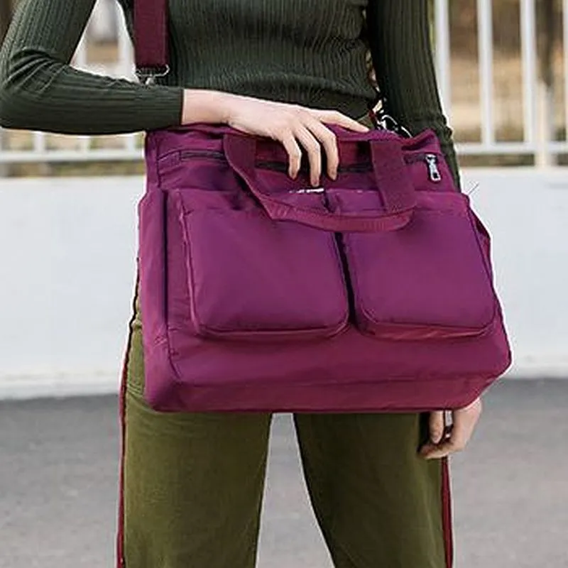 Escape Nylon Two Pocket Tote Bag  |   Magenta