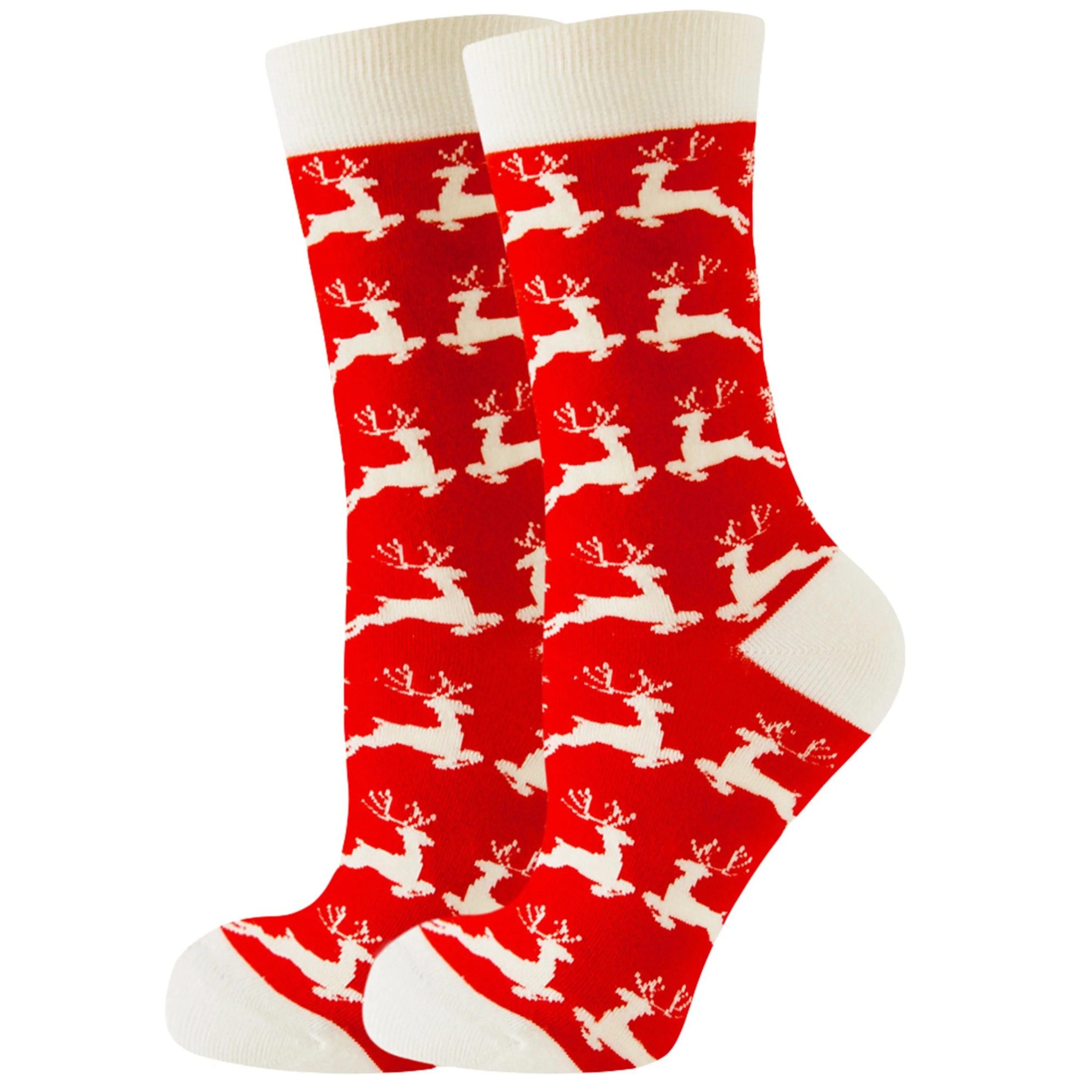 Festive Frolicking Reindeers Holiday Socks (Adult Medium - Women's Shoe Sizes 5-10)