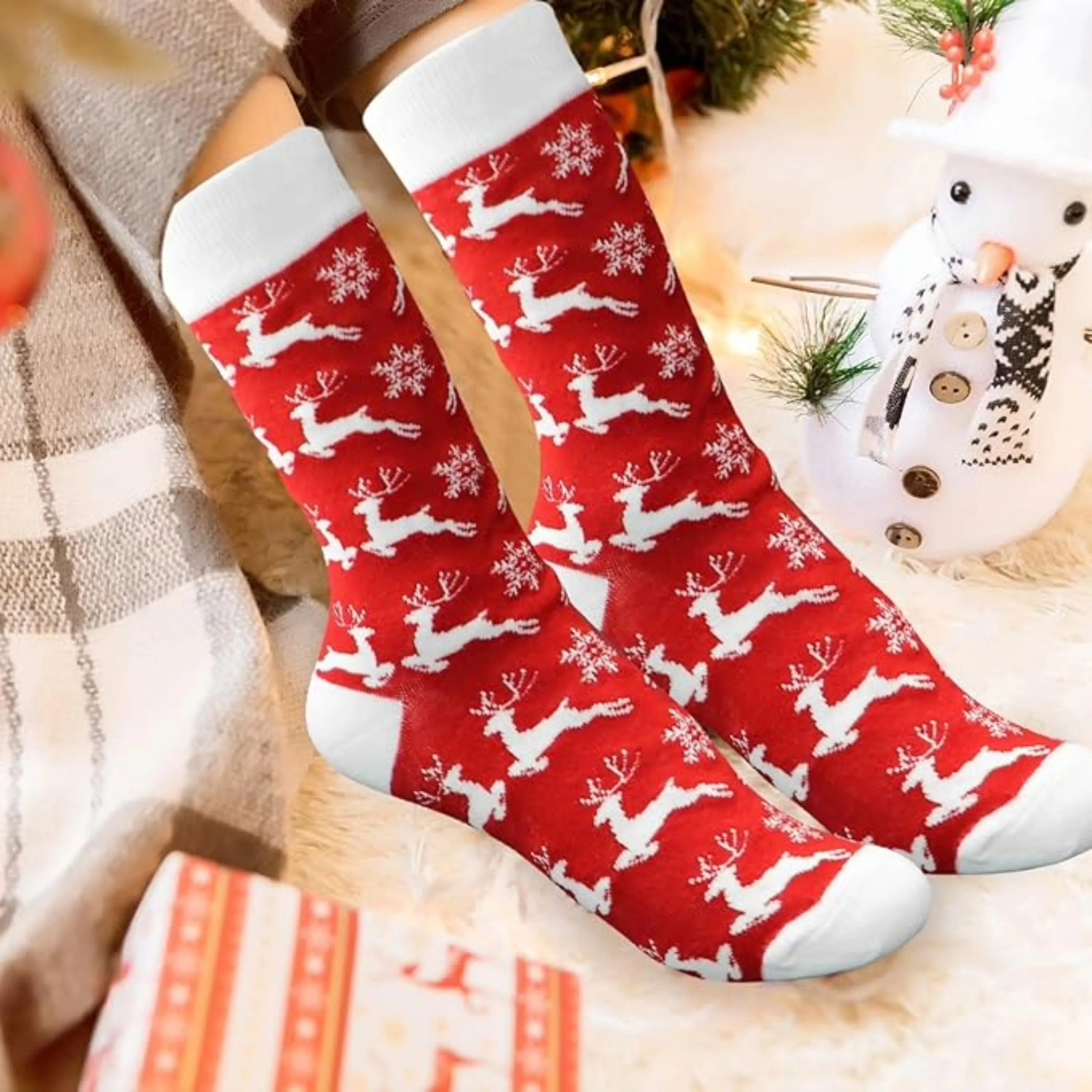 Festive Frolicking Reindeers Holiday Socks (Adult Medium - Women's Shoe Sizes 5-10)