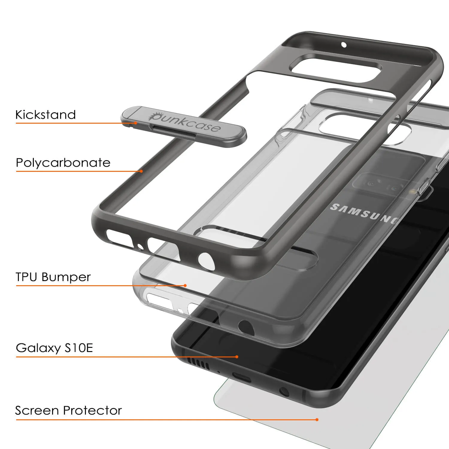 Galaxy S10e Case, PUNKcase [LUCID 3.0 Series] [Slim Fit] Armor Cover w/ Integrated Screen Protector [Grey]