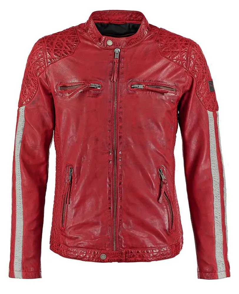 Hank Red Quilted Leather Jacket