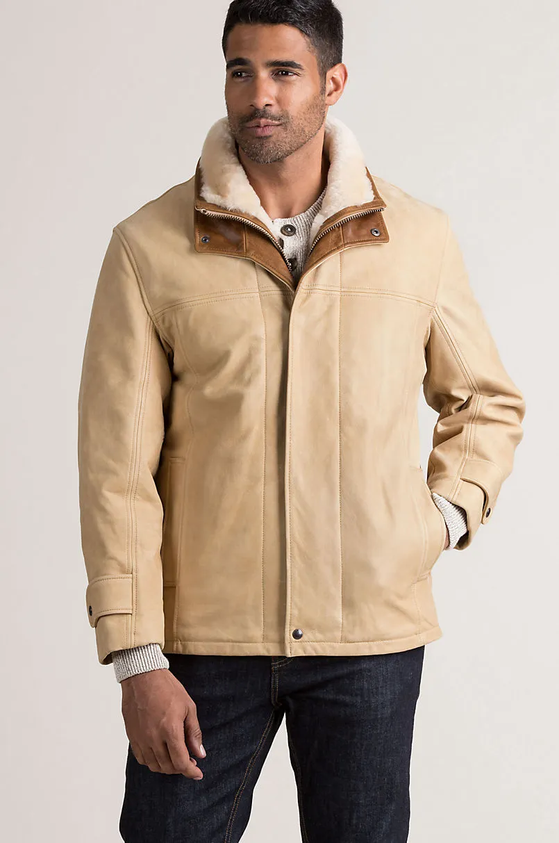 Jack Frost Italian Calfskin Leather Coat with Shearling Lining