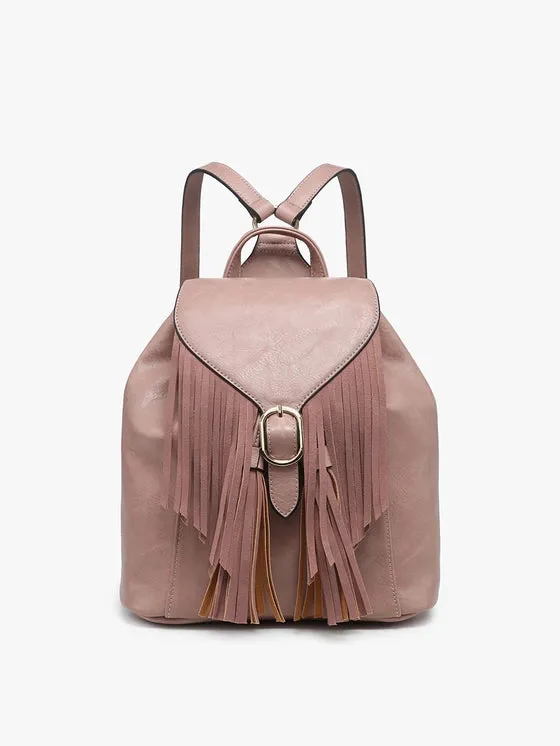 Jewel Distressed Bucket Backpack - Mauve