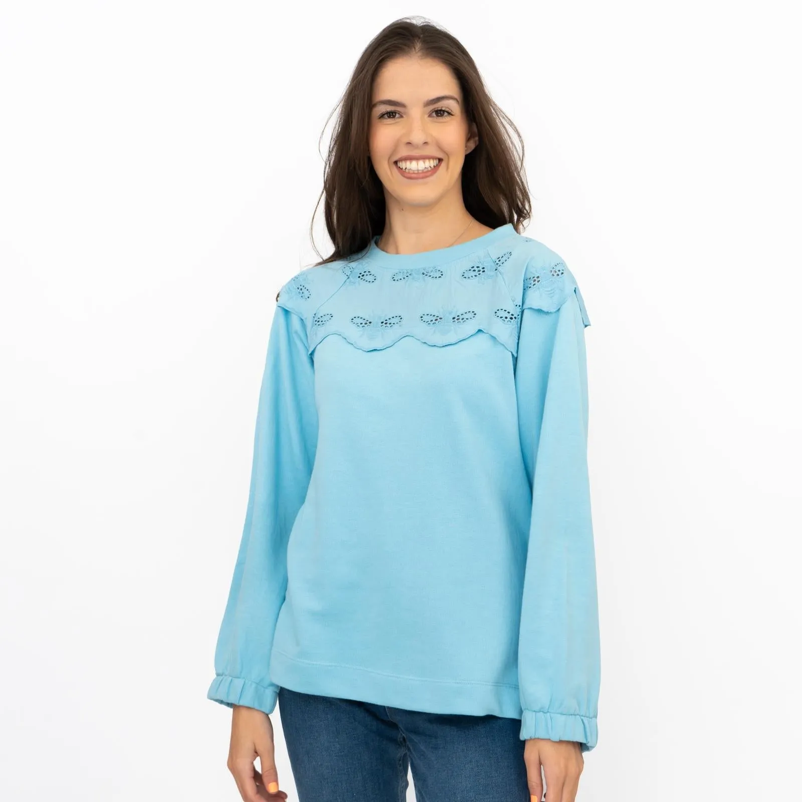 Joules Blue Jumper Sweatshirt Brinley Bees Embroidery