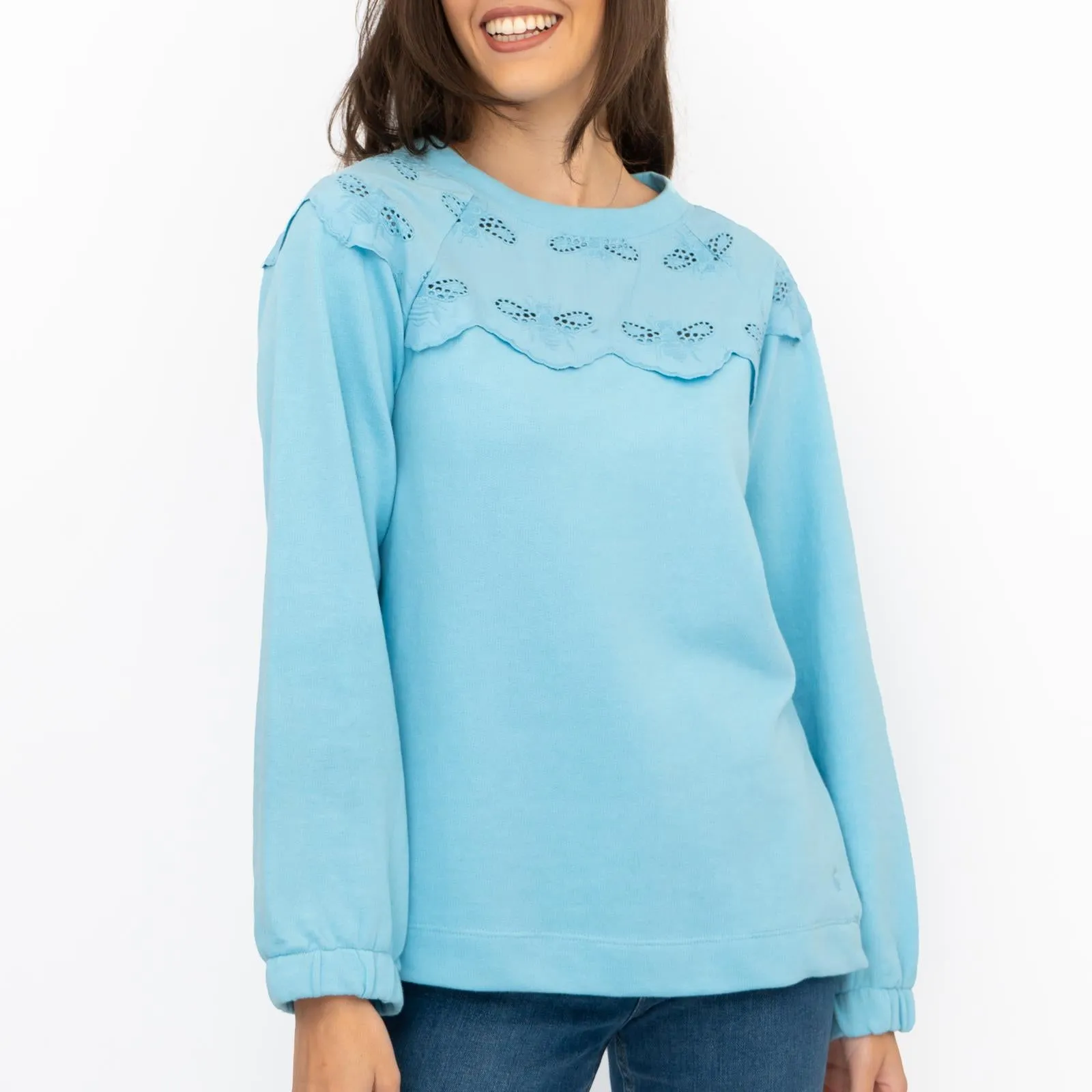 Joules Blue Jumper Sweatshirt Brinley Bees Embroidery