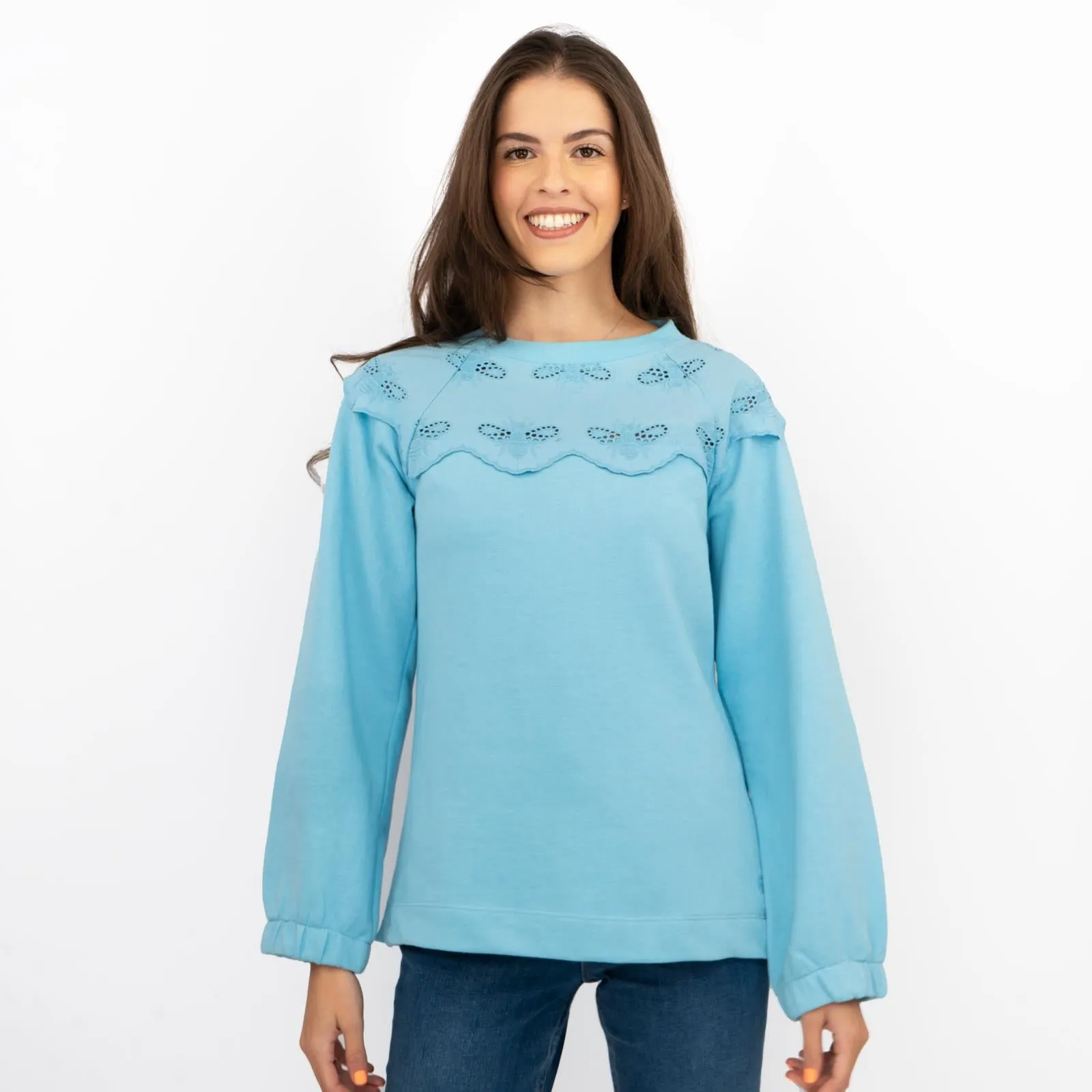 Joules Blue Jumper Sweatshirt Brinley Bees Embroidery