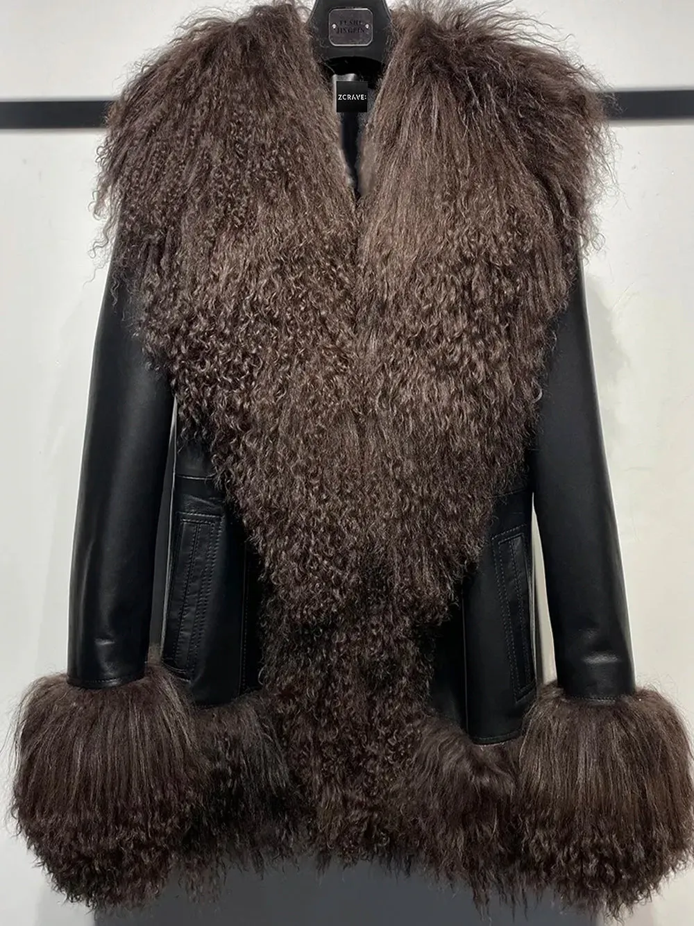 LAINNE Leather Shearling Fringed Jacket