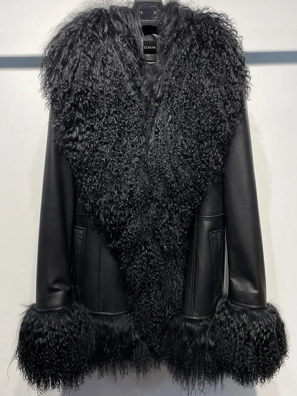 LAINNE Leather Shearling Fringed Jacket