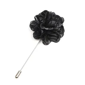 Lake Placid Lapel Flower, Light Grey / Black