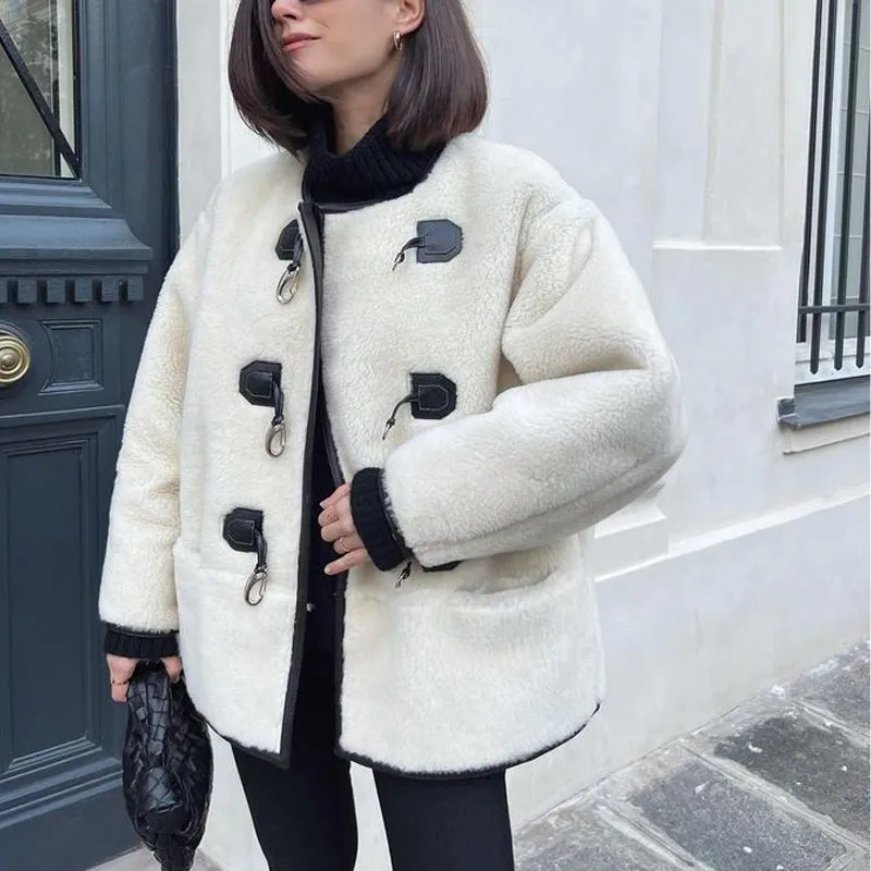 Lamb plush coat winter elegant gentle fur