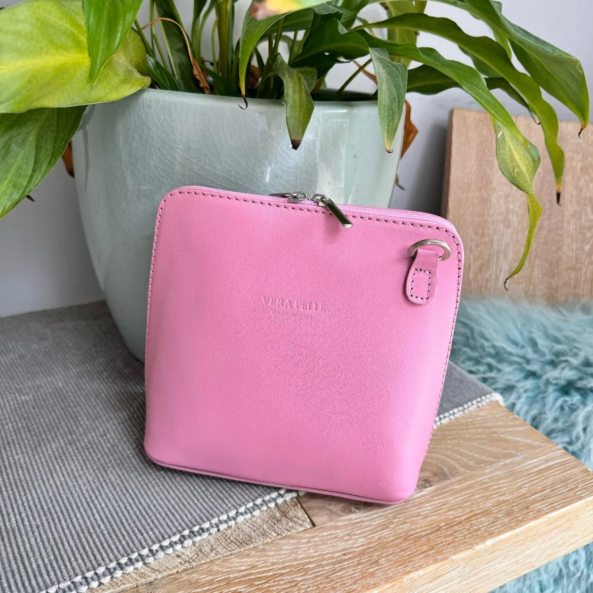 Leather Ladies Small Cross Body PS14 In Pinks