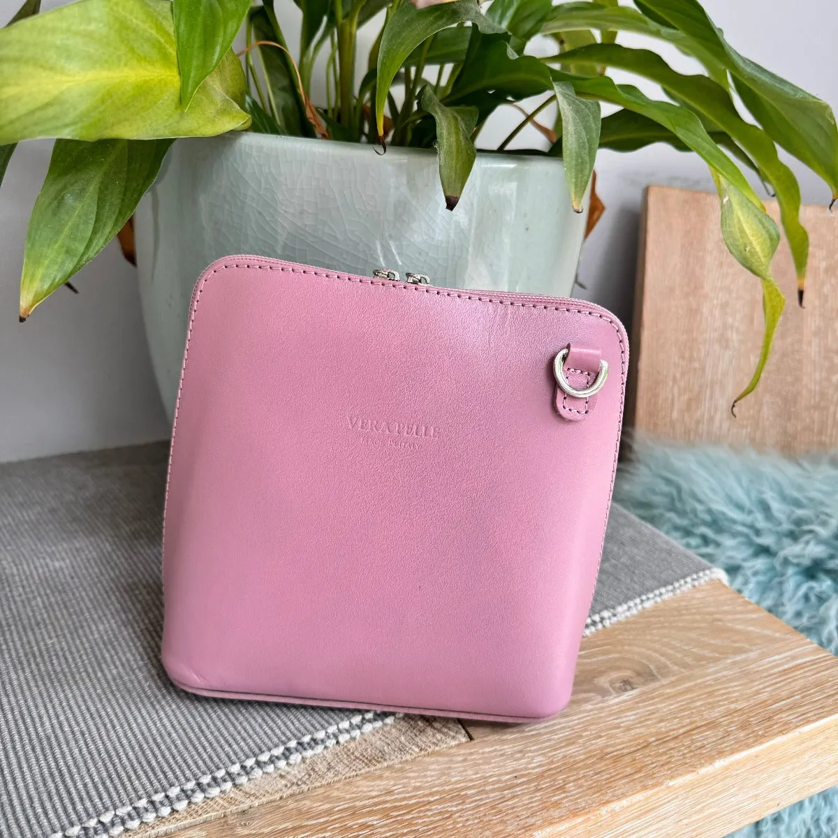 Leather Ladies Small Cross Body PS14 In Pinks