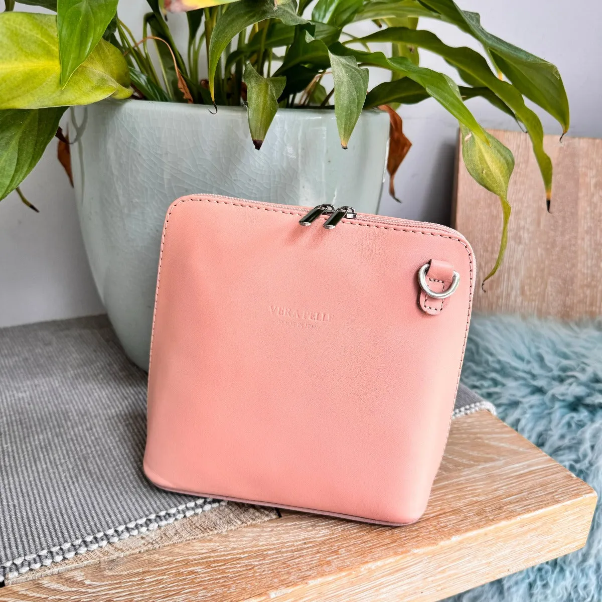 Leather Ladies Small Cross Body PS14 In Pinks