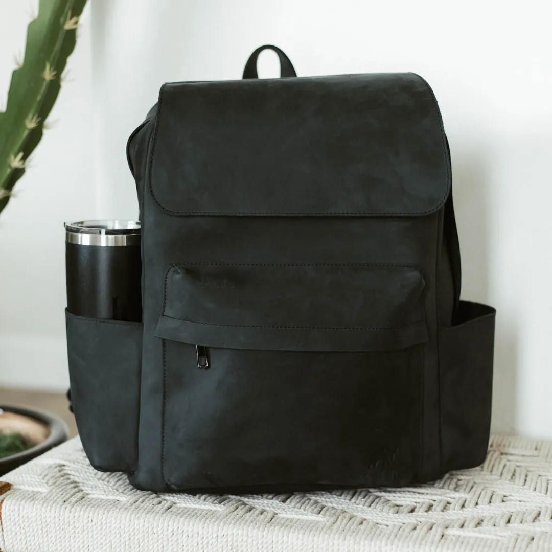 Leather Rugged Backpack - Black Edition