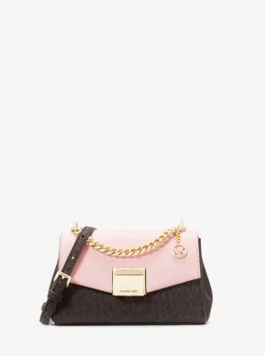 Lita Small Two-Tone Logo and Leather Crossbody Bag