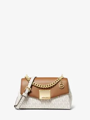 Lita Small Two-Tone Logo and Leather Crossbody Bag