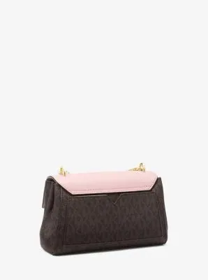 Lita Small Two-Tone Logo and Leather Crossbody Bag