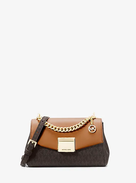 Lita Small Two-Tone Logo and Leather Crossbody Bag