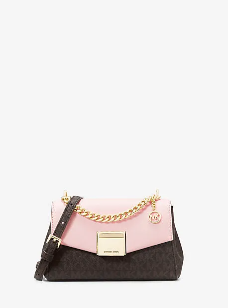 Lita Small Two-Tone Logo and Leather Crossbody Bag